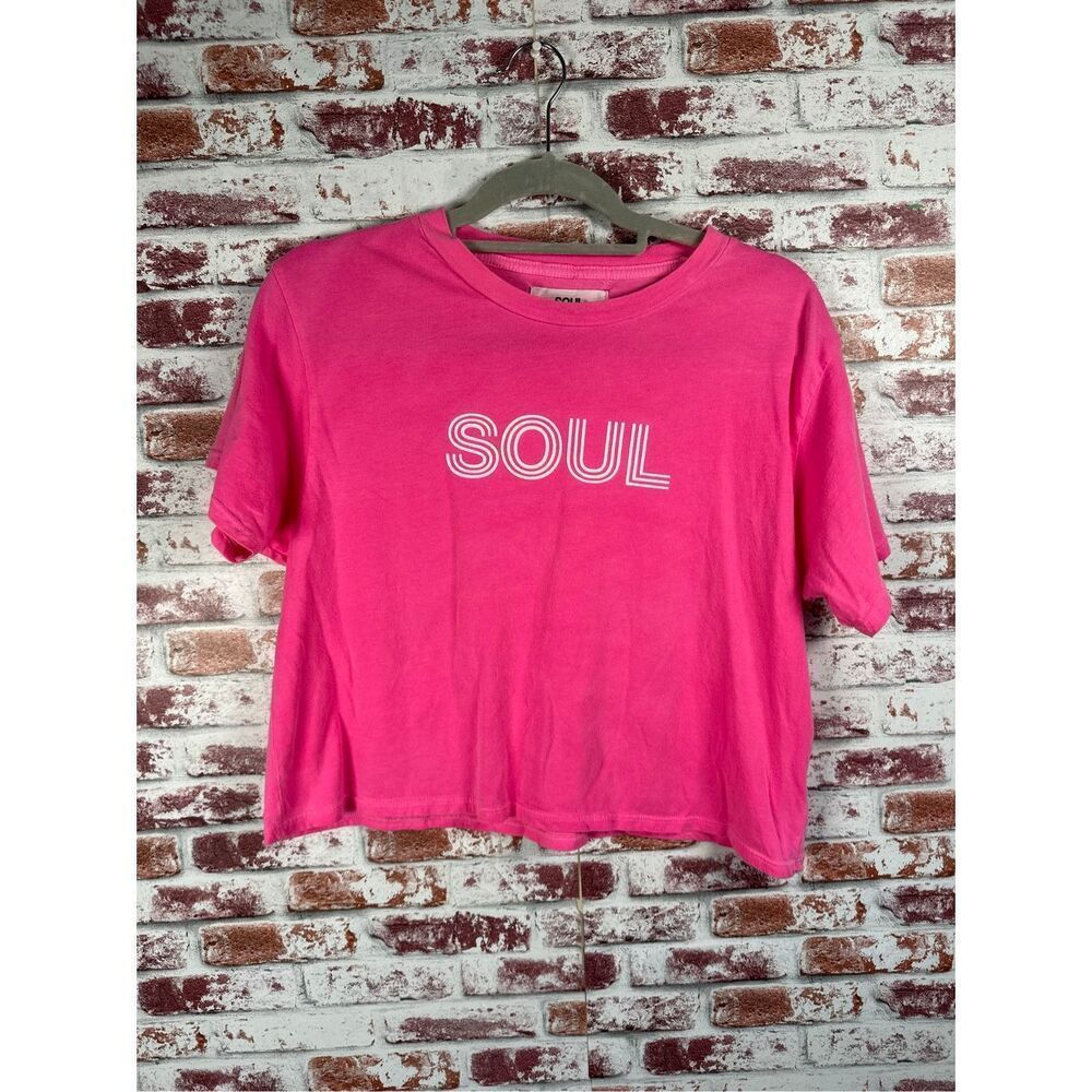 Soul Cycle hot pink crop top short sleeve t shirt sz M
